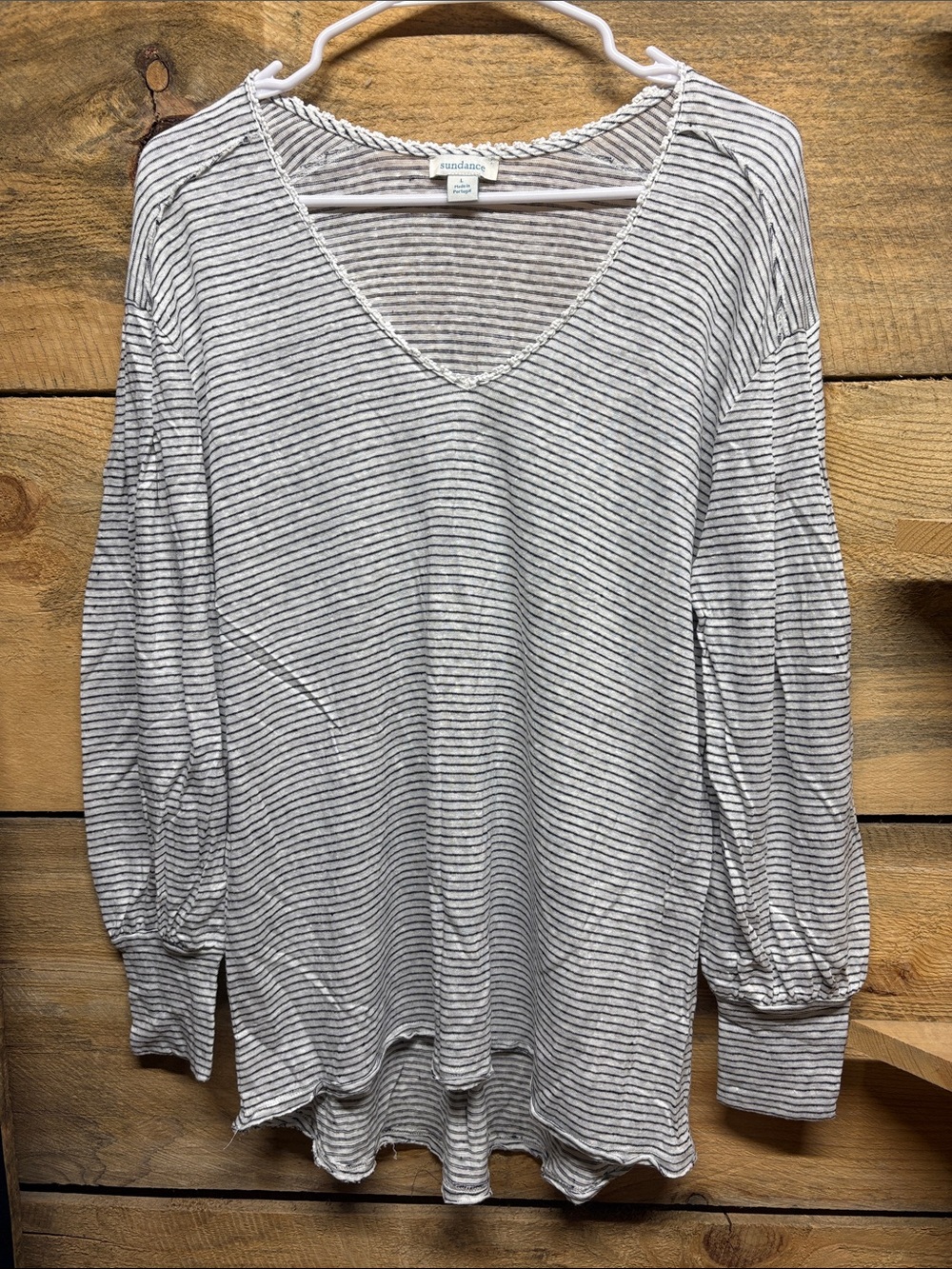 Sundance Striped V-Neck Long Sleeve Top